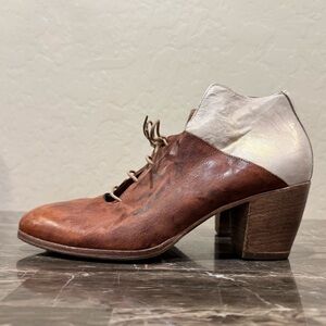 L’IDEA Italian Leather Patchwork Colorblock Booties